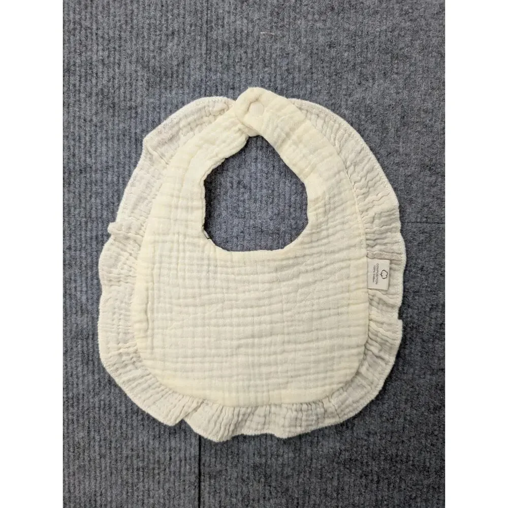 Cotton Gauze Bib Lot of 3 Natural FIber Neutral Graphic Floral Animal Minimal